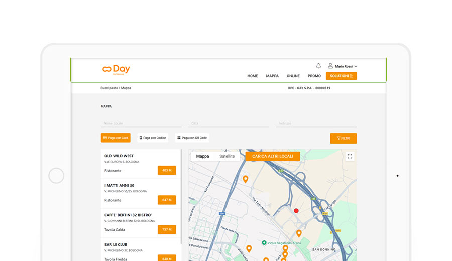 Mappa locali che accettano Buoni Pasto Day